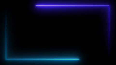 Blue and Purple Neon Rectangle Frame on Black Background Stock Footage 318633870