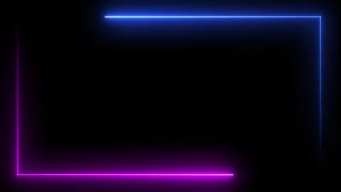 Blue and Purple Neon Rectangle Frame on Black Background Stock Footage 318633872