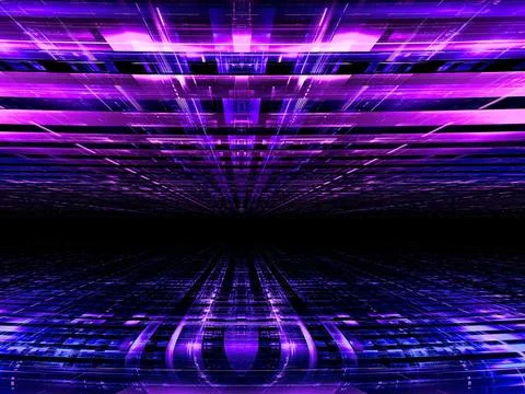 Blue and purple perspective background - abstract 3d illustration Stock Illustration