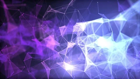 Blue and purple plexus structure with flickering lights in background Stock Footage 81020987