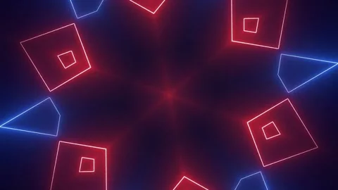 Blue and Red Abstract Background, Motion Shapes, Kaleidoscope Video Stock Footage 299103054