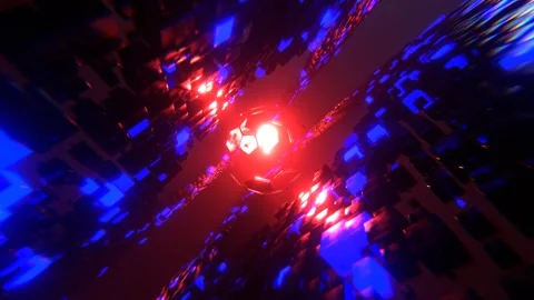 Blue and Red Abstract Cubes Sci-Fi Background VJ Loop l 4K Stock Footage 294913172