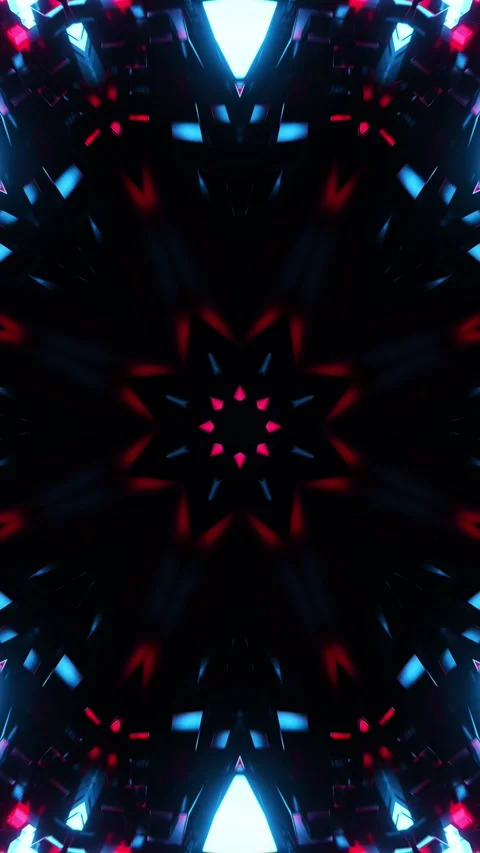 Blue and red abstract design with black background. Kaleidoscope VJ loop Ve.. Stock Footage 313610876