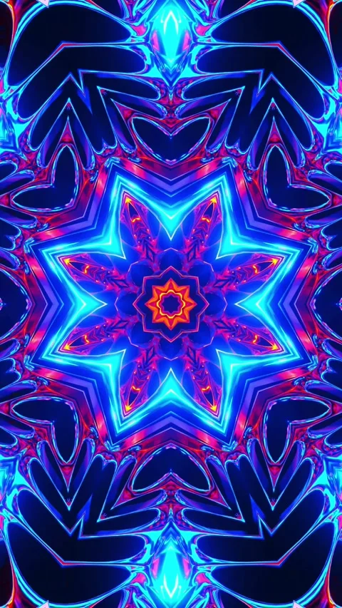 Blue and red abstract design. Kaleidoscope VJ loop Vertical. 3D rendering Stock Footage 314300882