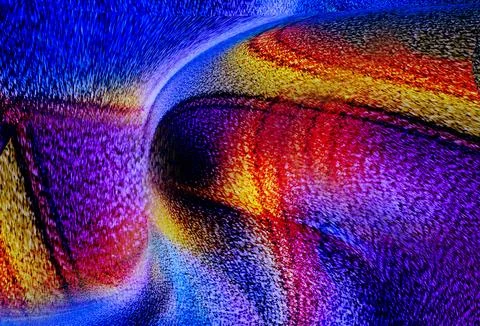 Blue and red abstract fold and grainy texture creating a sense of movement,.. Stock Illustration