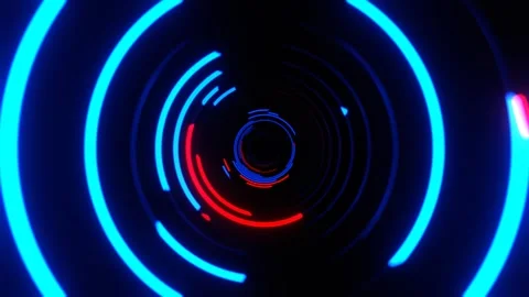 Blue and Red Abstract Neon Vortex in Infinite Fantasy Tunnel Background VJ L Stock Footage 334717880