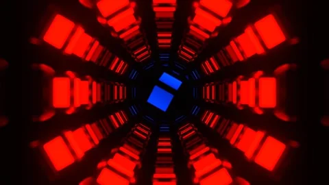 Blue and Red Abstract Pulsating Neon Core Background VJ Loop in 4K Stock Footage 312797818