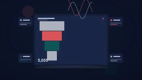 Blue and red analytics dashboard flat design loop Stock Footage 342628548
