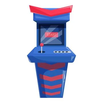 Blue and red arcade game standing with start button displayed Stock Illustration