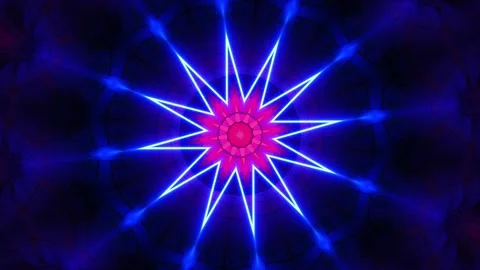 Blue and red background with circular design in the center. Kaleidoscope VJ loop Video stock 252351943