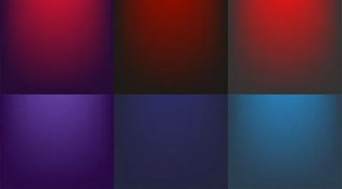Blue and red background gradient Set. Blue and red radial gradient to black w Illustrazione stock