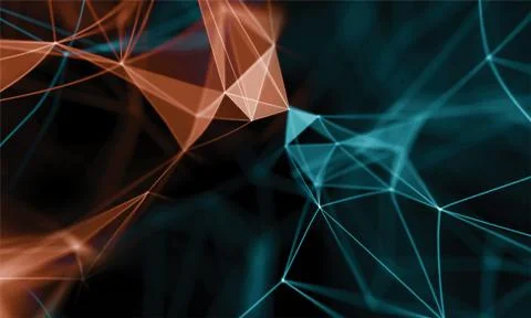 Blue and red background. Light data tech dot technology. 3D Render. Stock Illustration