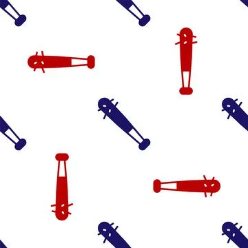 Blue and red Baseball bat with nails icon isolated seamless pattern on white Illustrazione stock