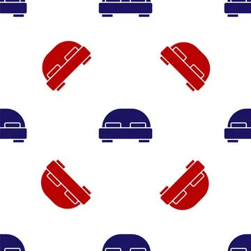 Blue and red Big bed for two or one person icon isolated seamless pattern on Illustrazione stock