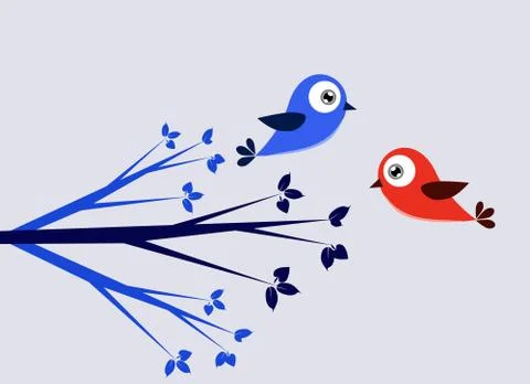 Blue and red bird Stock Illustration