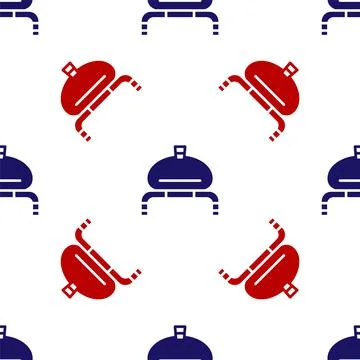 Blue and red Bread and salt on towel icon isolated seamless pattern on white 스톡 일러스트