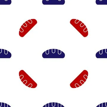 Blue and red Bread loaf icon isolated seamless pattern on white background Illustrazione stock
