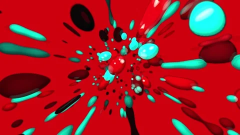 Blue and red bubbles in a red liquid. Stock Footage 107051231