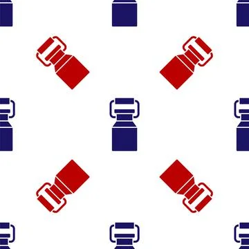 Blue and red Can container for milk icon isolated seamless pattern on white Stock Illustration