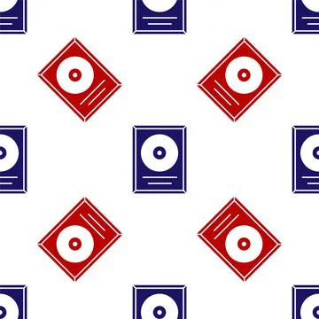 Blue and red CD disk award in frame icon isolated seamless pattern on white Stock Illustration