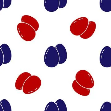 Blue and red Chicken egg icon isolated seamless pattern on white background Illustrazione stock