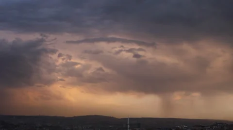 Blue and Red Clouds Tilt Video stock 34557177