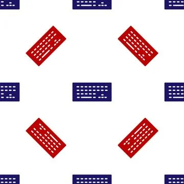 Blue and red Computer keyboard icon isolated seamless pattern on white Stock Illustration
