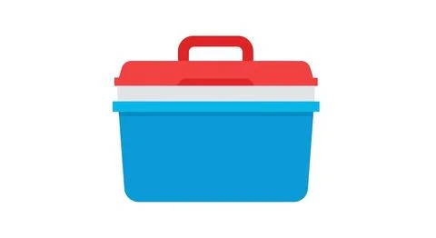 A blue and red cooler with a handle Illustration