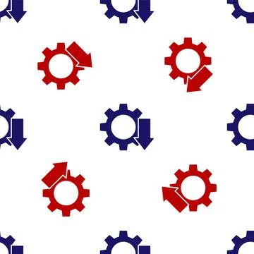 Blue and red Cost reduction icon isolated seamless pattern on white background Illustrazione stock