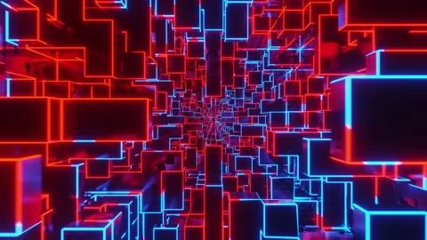Blue and red cubes move. Looped animation Stock Footage 220506760