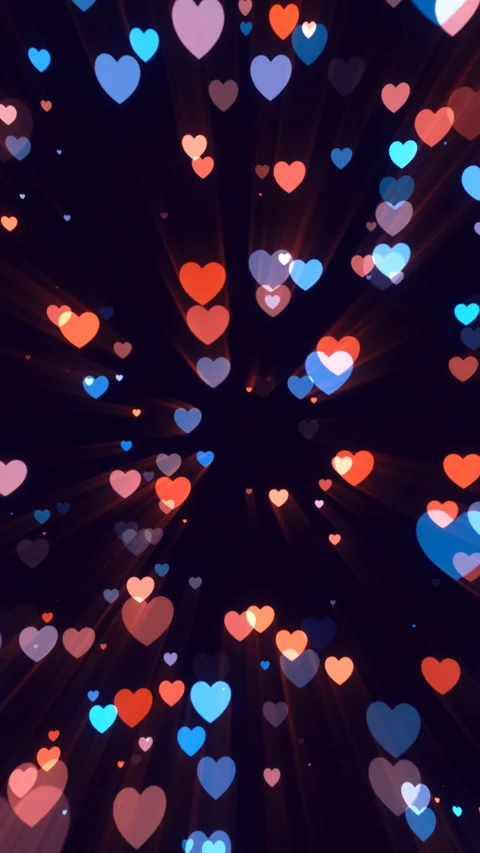 Blue and red cute shining hearts holiday of love vertical background Video stock 283406440