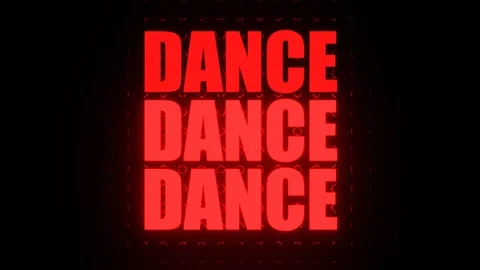 Blue and Red Dance Text on Blinking LED Panel Background VJ Loop in 4K Vidéo 337926530