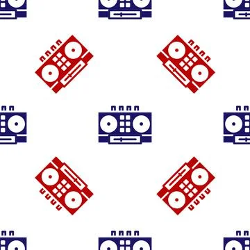 Blue and red DJ remote for playing and mixing music icon isolated seamless Ilustração Stock
