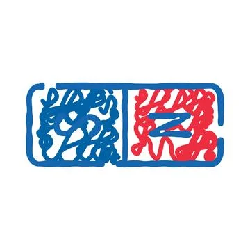 Blue and red doodle capsule with z symbol イラスト素材