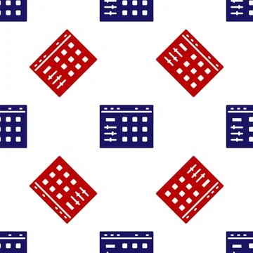 Blue and red Drum machine icon isolated seamless pattern on white background イラスト素材