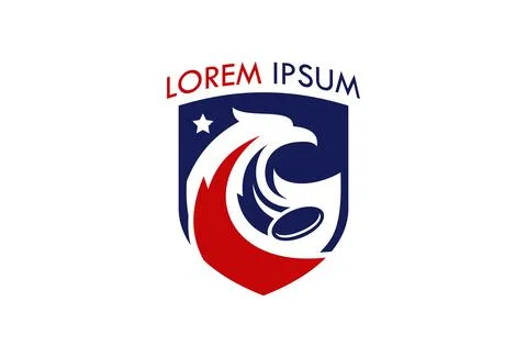 Blue and Red Eagle Shield Logo Design	 Stock Illustration