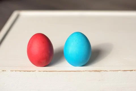 Blue and red Easter eggs Stock Photos