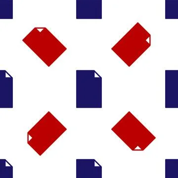 Blue and red Empty document icon isolated seamless pattern on white background Stock Illustration