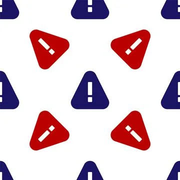 Blue and red Exclamation mark in triangle icon isolated seamless pattern on Illustrazione stock