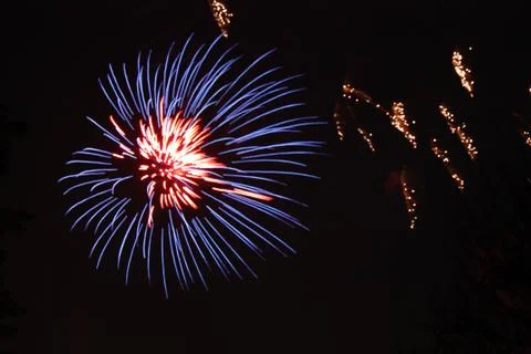 Blue and Red Firework 3 Stock Photos
