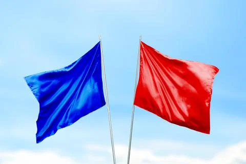 Blue and red flags waving, perfect for promoting sporting events and team play Stock Illustration
