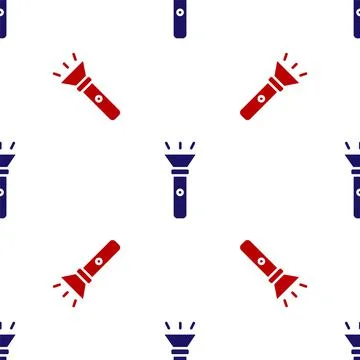 Blue and red Flashlight icon isolated seamless pattern on white background イラスト素材