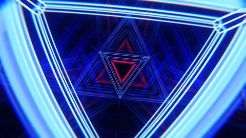 Blue and Red Flight Through the Geometric Neon Spatial Matrix Background VJ  Stock Footage 316901172