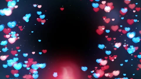 Blue and Red Floating Hearts Valentines Background Video Stock Footage 341826755