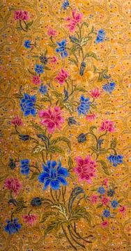 Blue and red flower pattern Stock Photos