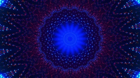 Blue and red flower with psychedelic pattern. Kaleidoscope VJ loop Stock Footage 261671062
