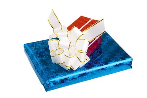Blue and red gift boxes Stock Photos