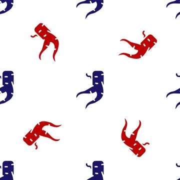 Blue and red Ginger root icon isolated seamless pattern on white background Stock Illustration