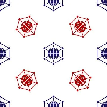 Blue and red Global technology or social network icon isolated seamless pattern Stock Illustration