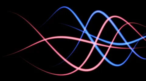 Blue and red glowing lines in wave motion - seamless background loop (FULL HD) Video stock 37104789